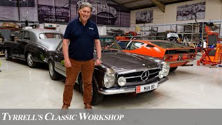 Legendary MercedesBenz W113 280SL quotPagodaquot MustKnow Tips amp Road Test  Tyrrells Classic Workshop [upl. by Yerrot938]