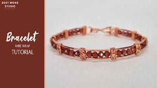 Garnet Wire Wrap Bracelet Tutorial Easy Bracelet DIY Bracelet DIY Jewelry How to make [upl. by Mcgregor]