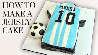 How to make a Fondant Jersey cake  Messi Soccer Cake Tutorial [upl. by Gausman]