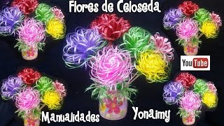 FLORES HECHAS CON CELOSEDA PLASTIC RIBBON FLOWERS [upl. by Yevette]