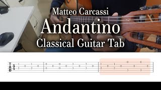 Carcassi  Andantino  EASY Classical Guitar Tab  How To Play [upl. by Quenna]