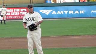 Pitcher Buster Lussier of the Brockton Rox v Quebec Capitales 63010 [upl. by Ecaroh]