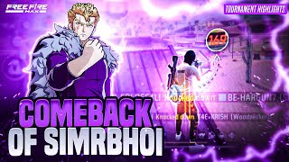 COMEBACK OF SIMRBHOI 🚀 Tournament highlights ff max [upl. by Yrovi]