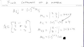 Find cofactors of a matrix [upl. by Cordy]