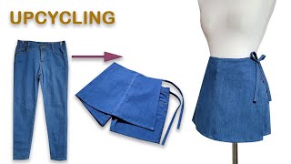 DIY 청바지를 치마바지로 리폼Making skirt pantsUpcycling Jeans청치마옷만들기Denim Refashion [upl. by Aldredge653]