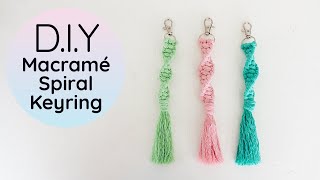 Macrame Spiral Keychain Tutorial  DIY Easy Beginner Key Ring Project [upl. by Bartholomeus]