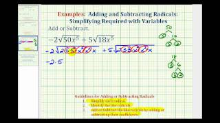 Ex Add and Subtract Square Roots Containing Variables [upl. by Nesila]