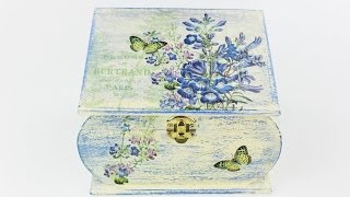 Decoupage wooden box  Painted box   Decoupage tutorial  Decoupage for beginners [upl. by Seravat]