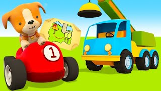 A puppy amp racing cars find the TREASURE Car cartoons for kids amp Helper cars cartoon full episodes [upl. by Taro]