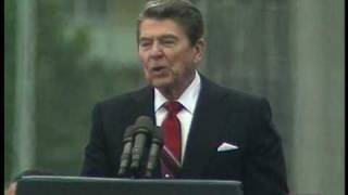 President Ronald Reagan quotTear Down This Wallquot Speech at Berlin Wall [upl. by Oloap]