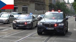 🇨🇿 Horn Czech Police Close Protection responding with bluered lights and sirens 1614 [upl. by Gievlos]