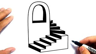 How To Draw 3D Staircase  Draw Stairs the Easy Step By Step [upl. by Aynekal495]