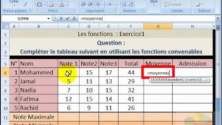 Exercice1 et correction sur les fonctions sous Excel  Excel functions Exercise [upl. by Bashuk]