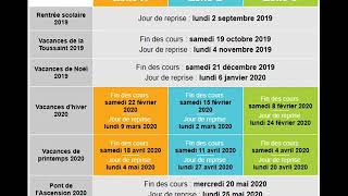 Vacances scolaires 2019  2020 [upl. by Nimaynib]