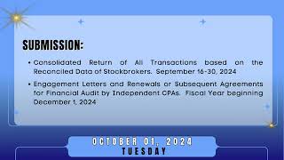 Tax Calendar October 01 2024 [upl. by Evante]