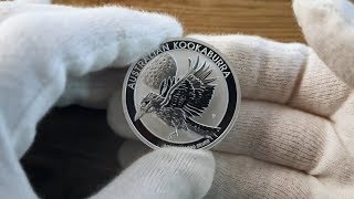 Close up look at the 2018 Australian Kookaburra Silver Bullion 1oz Coin [upl. by Ahsirt]