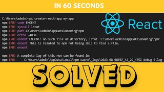 Easily Fix NPX CreateReactApp not working Error in Vs Code  Solved 100 [upl. by Rand]