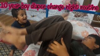 how to change diaper 10 year boy change daiper night time routine with my toddler DuckyBhai [upl. by Faro]