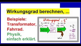 Wirkungsgrad berechnen einfach erklärt mit Beispielen Trafo Fahrrad Physik [upl. by Troxell]