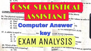 OSSC Statistical Assistant Computer Answer key  OSSC Statistical Assistant 2024  ossc [upl. by Nohsauq848]