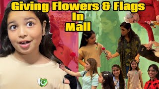 Aayat Arif  Giving Flowers amp Flags in Mall  reaction of people  vlog [upl. by Llehsim819]