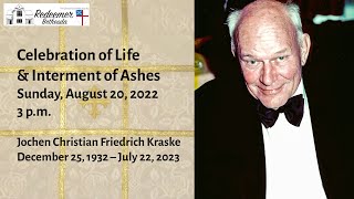 Jochen Kraske Celebration of Life amp Interment of Ashes from Redeemer Bethesda 2023 [upl. by Metcalf]