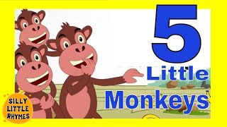 🐵 5 Little Monkeys Jumping on the Bed  English Nursery Rhymes 🐵 [upl. by Cochrane]