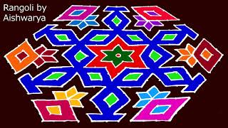 Creative Rangoli Designs 21 to 11 dots  Muggulu Arts Beautiful Colour Kolam  RamRangoli Aishwarya [upl. by Annyrb]