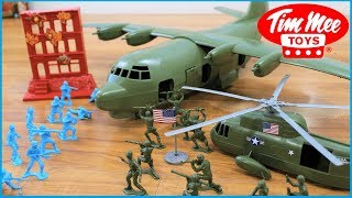 Tim Mee Toy Plastic Army Men Surprise Box with Tanks Helicopter Planes Video [upl. by Blackburn]