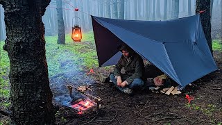 Solo Tarp Camping In Heavy Rain Video Compilation [upl. by Wilek]