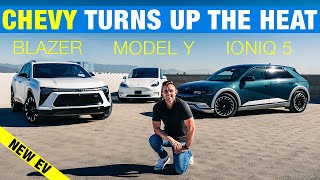 Chevy Blazer EV vs Tesla Model Y vs Hyundai Ioniq 5  Electric SUV Comparison Test [upl. by Proudman450]