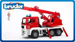 Bruder Toys MAN Fire Engine Crane Truck w Light amp Sound Module 02770 [upl. by Simara]