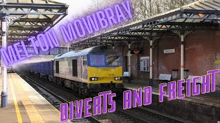 Trains at Melton Mowbray 250323  Diverts and Frieght  Ambient Audio [upl. by Cave]