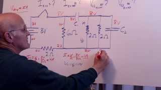 RC Circuit Hard HW Problem  4 resistors 2 capacitors [upl. by Emerald]