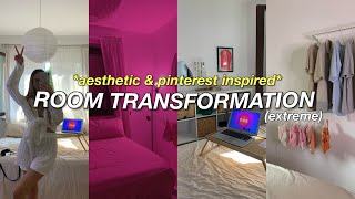 EXTREME ROOM TRANSFORMATION  come rendere la tua camera aesthetic amp pinterest  room tour [upl. by Elokkin]