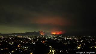 Drone Footage Shows Smoke and Flames in Orange County as Wildfires Sweep Region [upl. by Anirehc]