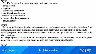 🔴 Lévolution biologique  SVT  Correction exercices🔴 [upl. by Catrina]