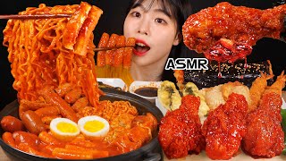 ASMR MUKBANG 직접 만든 떡볶이 양념치킨 김밥 먹방 amp 레시피 FRIED CHICKEN AND Tteokbokki EATING [upl. by Enoob]