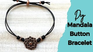 Quick Leather Mandala Button Bracelet  Make this in under 10 minutes [upl. by Argent]