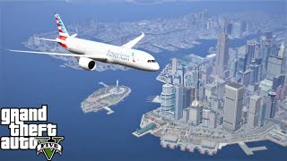 Boeing 7879 Dreamliner Flying To Liberty City From Los Santos in GTA 5 [upl. by Pelligrini]