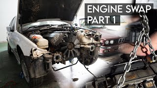 Budget E36 Engine Swap  Part 1 Teardown [upl. by Nagiem764]