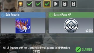 Call Of Duty Mobile Kill 15 enemies with the Lightweight Perk Equipped in MP Matches Task Complete [upl. by Anahoj]