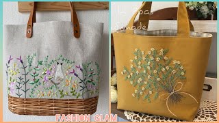 Classy Style Of Embroidered Fabric Tote Bags Designs For Womens 2023 [upl. by Lawley]