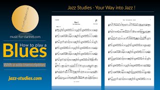 How to play a jazzy Blues in G Blue S  with solo transcription for clarinet jazz sheetmusic [upl. by Attekram]