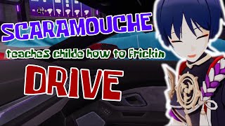 Scaramouche Teaches Childe How to Drive Genshin VR [upl. by Ylam]