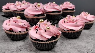 Making MOIST CHOCOLATE CUPCAKE with Frosting  NO OVEN  Chocolate Cupcake Recipe [upl. by Assetan]