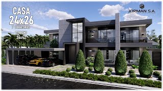 House Design  Modern House Design  24x26m 2 Storey  7 Bedrooms [upl. by Burtis]