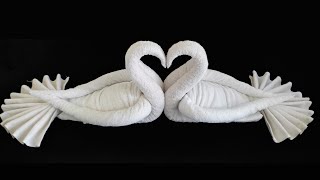 How to Make Towel Kissing Swan  Towel Folding design  Towel art  Towel animal swan [upl. by Repip]