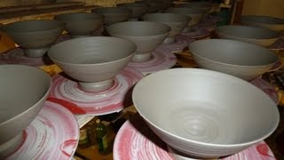 Throwing some small fine rimmed Stoneware bowls on the wheel [upl. by Innis]