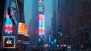 Snowfall in Times Square NYC  Walking in New York City in the Winter Snow 4k [upl. by Loma]